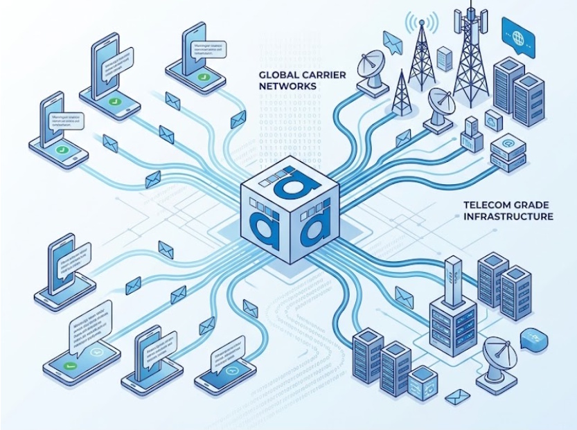 Digital Information Global Carrier Networks and Telecom Grade Infrastructure Architecture Layout Diagram